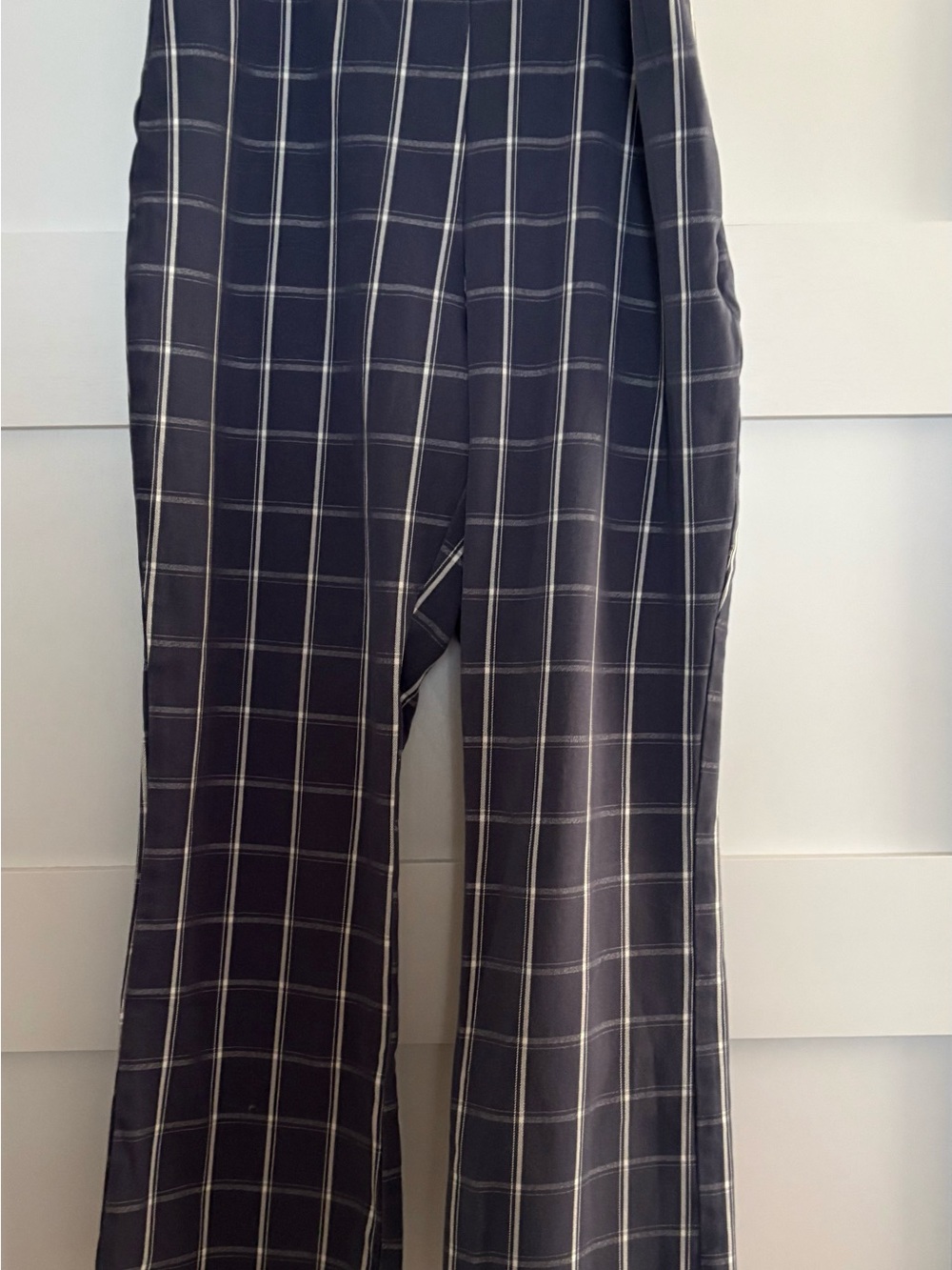 Tailored Black Windowpane Boot-Cut Pants
